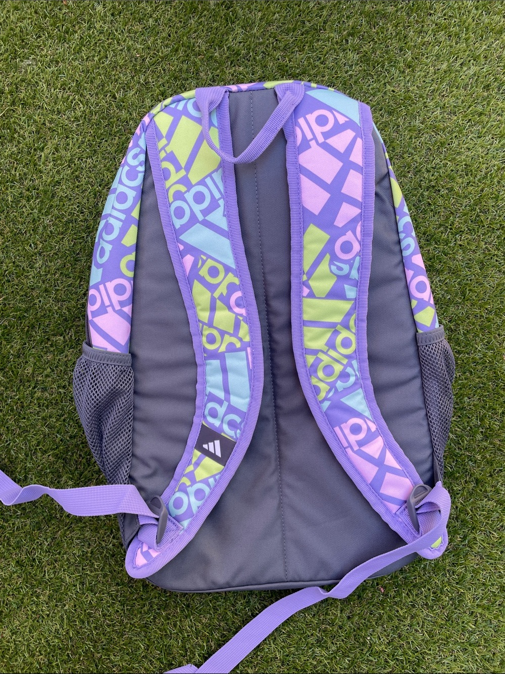 adidas Multicolor Logo Backpack in Purple, Mint & Lime - Picture 5 of 16